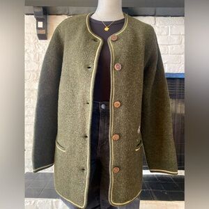 Vintage 100% Wool Embroidered Shacket Green Size Medium